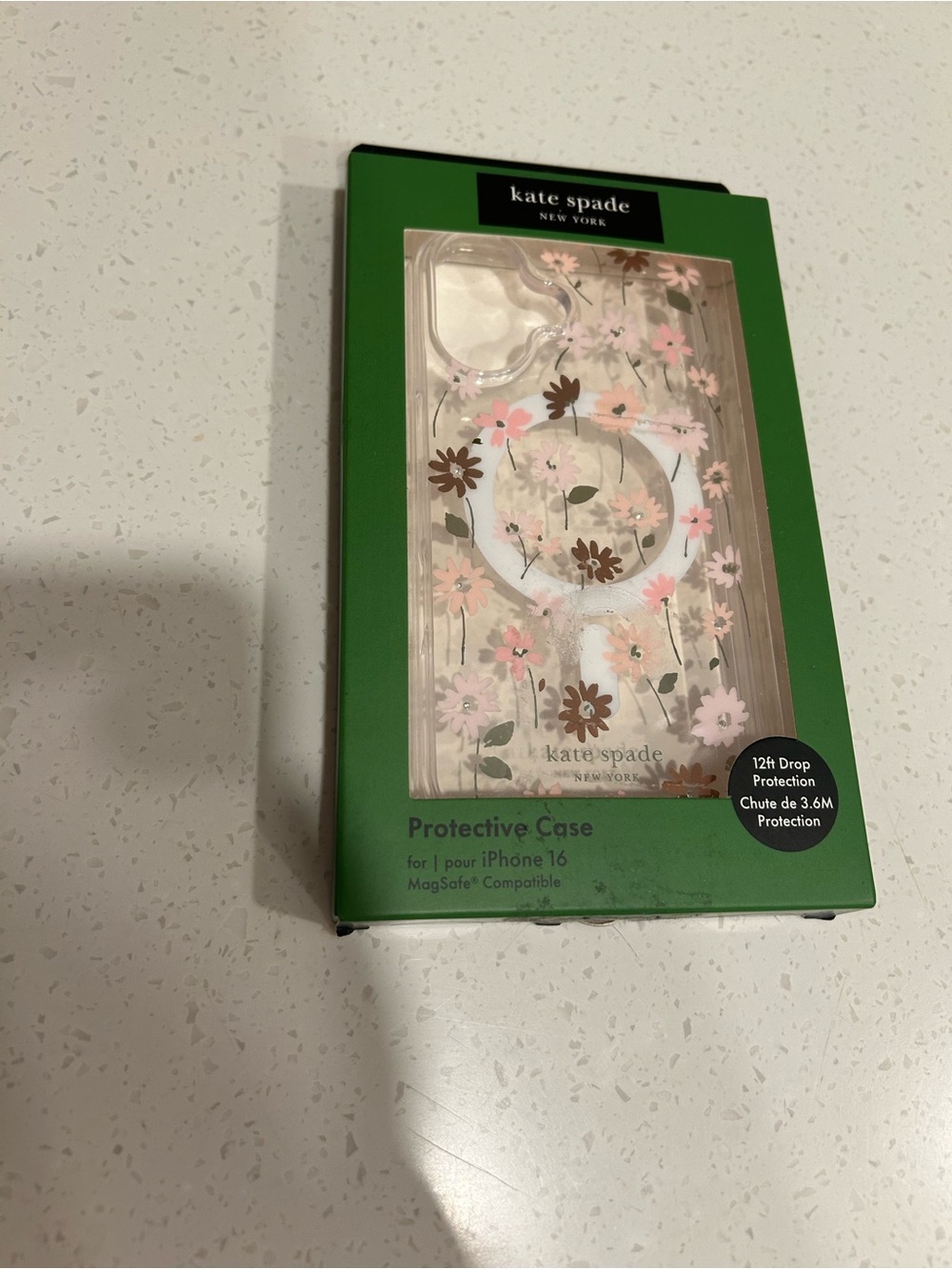 kate spade Clear Floral iPhone 16 Case with Pink and Brown Flowers